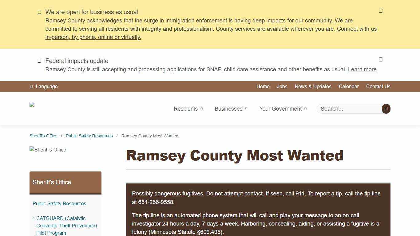 Ramsey County Most Wanted | Ramsey County, Minnesota