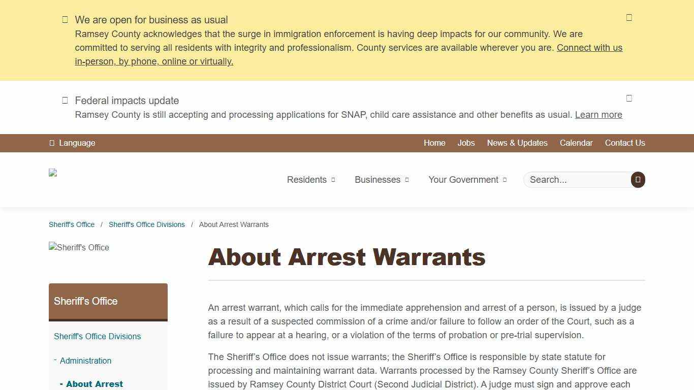About Arrest Warrants | Ramsey County, Minnesota